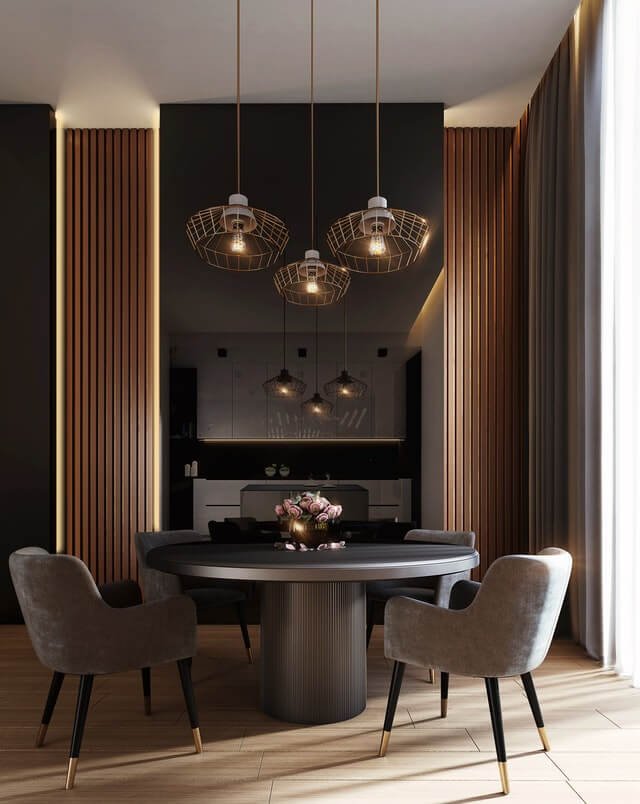 gray-dining-table-under-pendant-lamps gray-dining-table-under-pendant-lamps